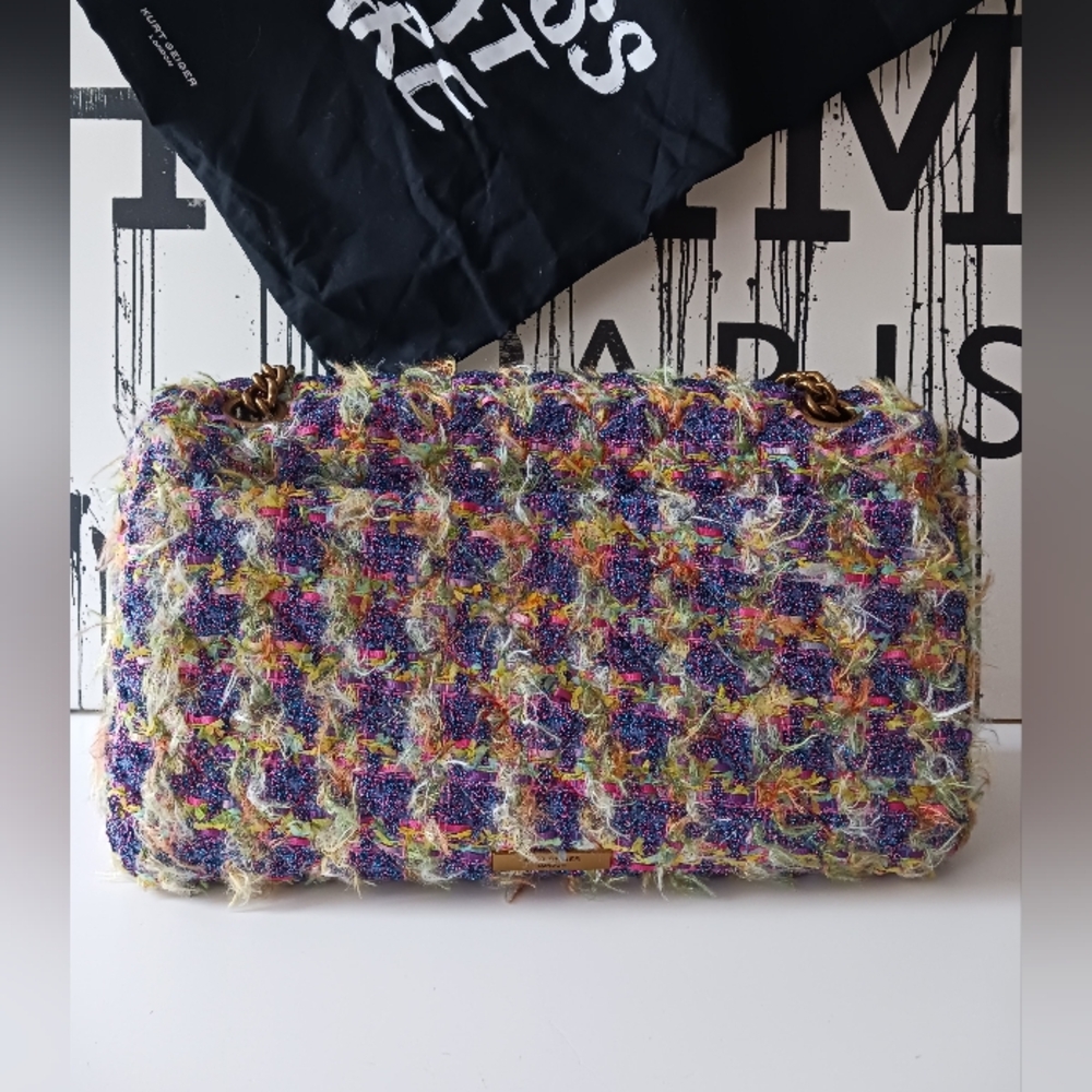 Kurt Geiger The Kensigton Tweed Large Crossbody/ Shoulder Bag+Dust Bag,14" Lengh - Picture 5 of 16